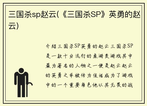三国杀sp赵云(《三国杀SP》英勇的赵云)